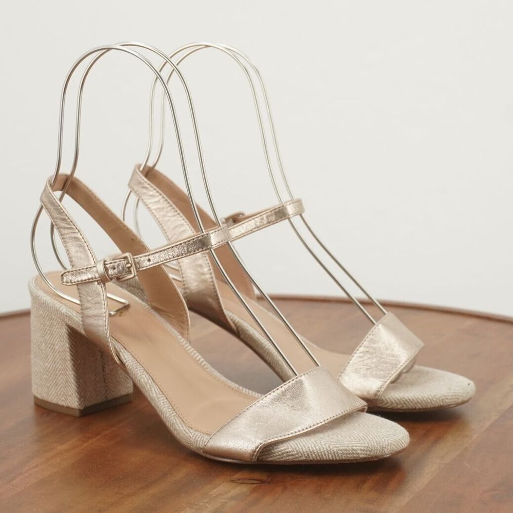 Cole Haan Metallic Gold Block Heel Sandals